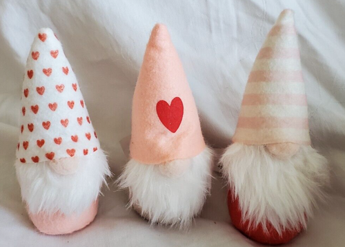 6 Shelf Sitting Weighted Plush Gnomes Valentines Day Home Decor Hearts Fabric - Picture 6 of 10