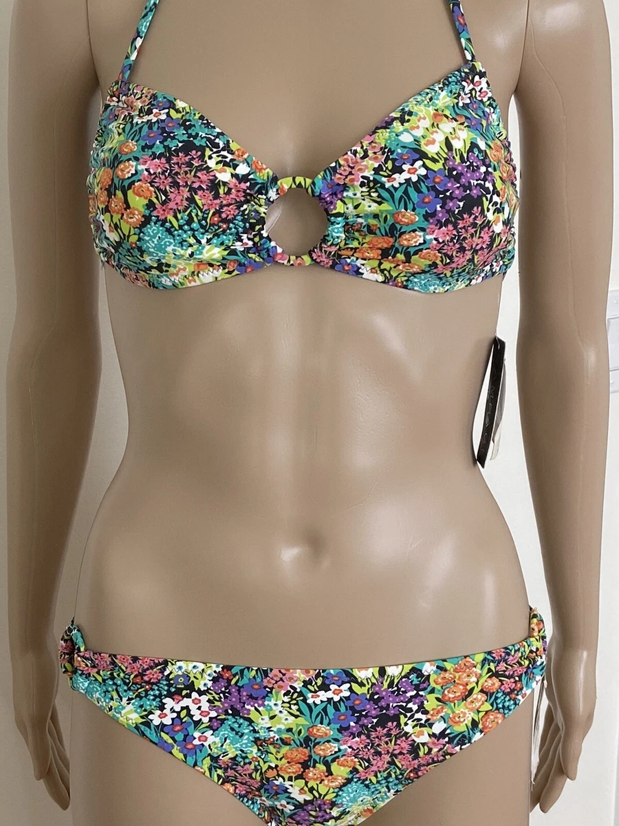 NEW Rampage 2 Piece Floral Halter Hipster Bikini Extra Small XS Macys  Swimwear