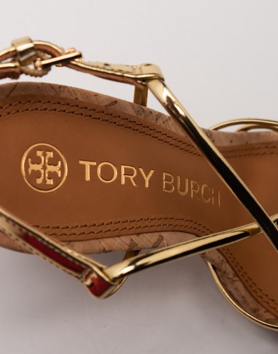 RRP€400 TORY BURCH Penelope Leather & Cork Sandals US6 UK3.5 EU36.5 Buckle Logo - Foto 7 di 8