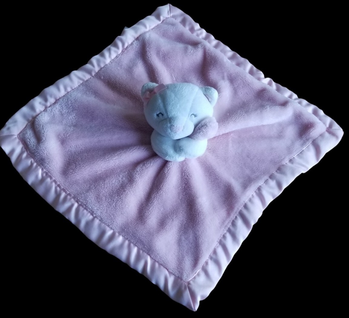 Carters Pink White Kitty Cat Plush Soft Lovey Security Blanket