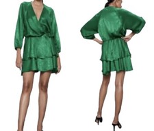Zara Emerald Green Satin mini Dress. Medium