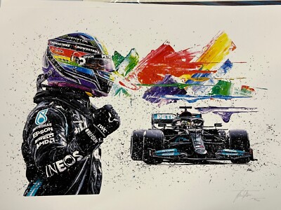 LEWIS HAMILTON 2021 FORMULA ONE GICLEE PRINT BY DAVID JOHNSON,24 X34 NEW