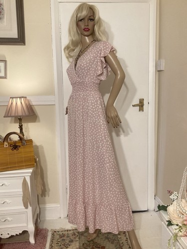 Vintage Style Hippy Boho Fairy Flutter Sleeve Ruffled Gypsy Festival Maxi Dress - Picture 3 of 23