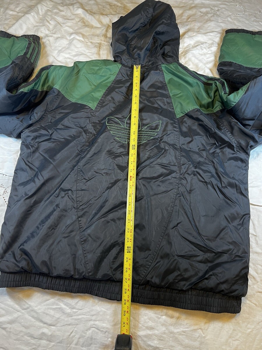 VTG 90s Adidas Big Trefoil Logo Quilted Hooded Coat Jacket VTG 90s Adidas Big Trefoil Logo Quilted Hooded Coat Jacket