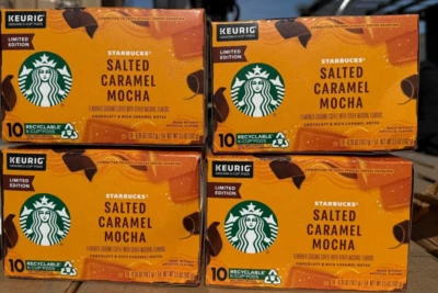 STARBUCKS Salted Caramel Mocha Coffee K-Cup Pods 40ct check Best By