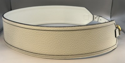 Gucci GG Marmont Wide Leather Belt Mystic White Women display picture 3