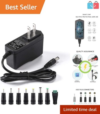 Robust 2A 12V AC Adapter Charger - Multi-Device Compatibility for Home or Office