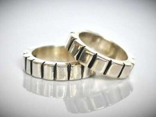 STERLING SILVER .925 RIBBED THICK BAND -SIZE-6