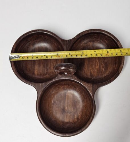 Wooden 3-Section Bamboo Appetizer Party Serving Tray Dish with Handle - Picture 2 of 6