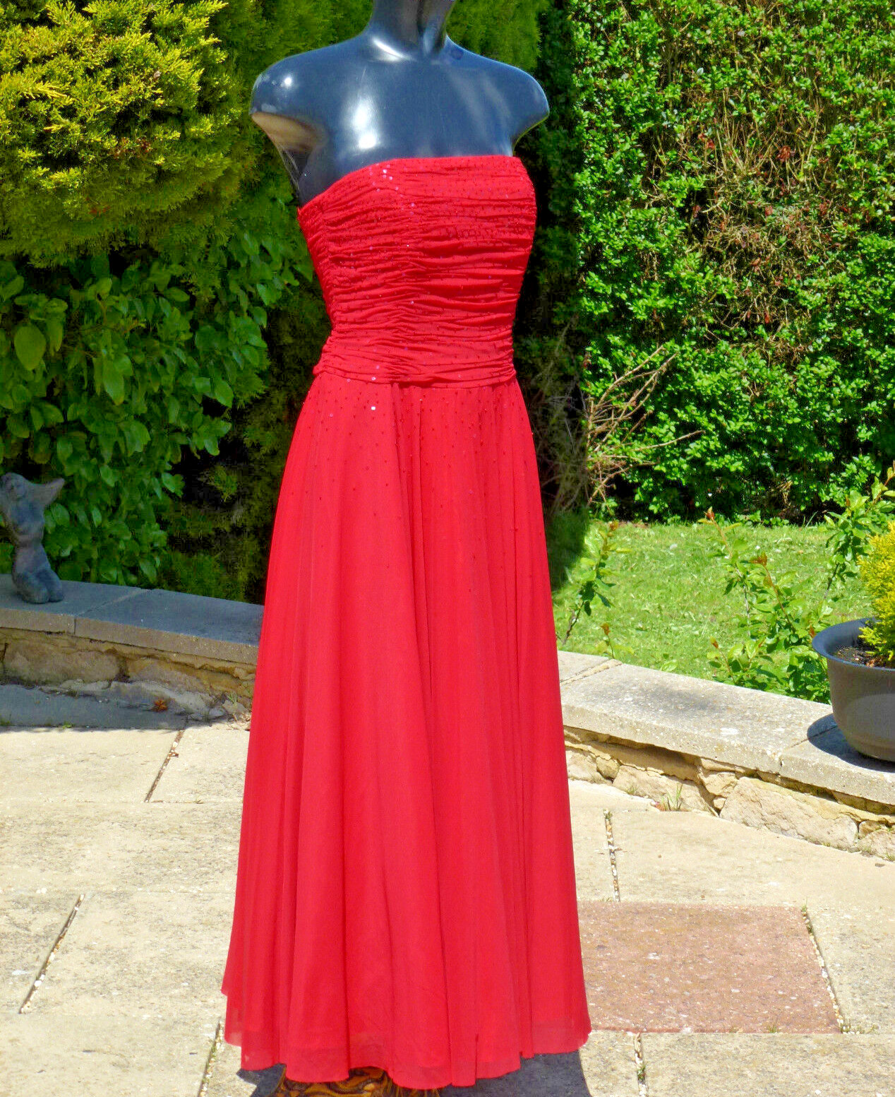 Monsoon Sexy Red Sequin Beaded Strapless Maxi Dress 10 Wedding