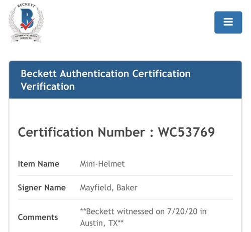 Baker Mayfield Cleveland Browns Rare Signed Autographed Mini Helmet Beckett COA - Picture 4 of 12