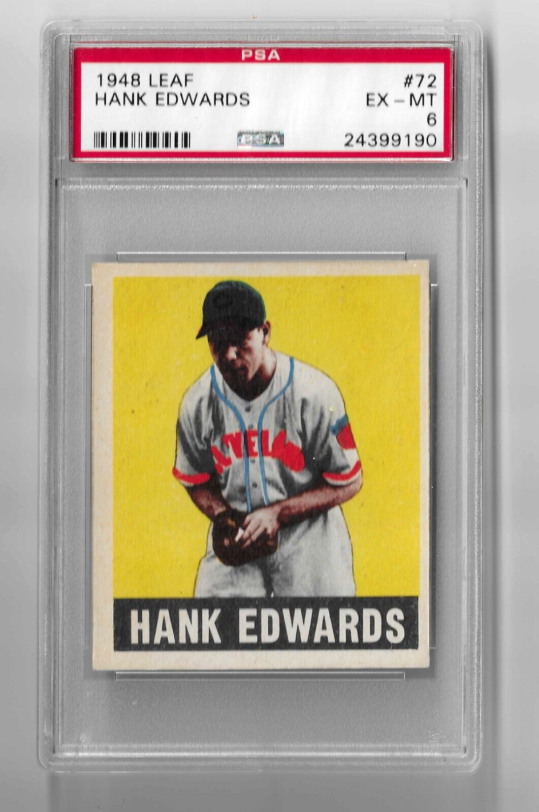 1948 LEAF BASEBALL CARD #72 HANK EDWARDS GRADED PSA 6 NQ MLB CLEVELAND INDIANS