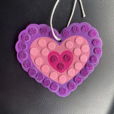 Glittered Heart Craft Kit Adhesive Foam Disks Purple Pink Magenta Hang Ornament