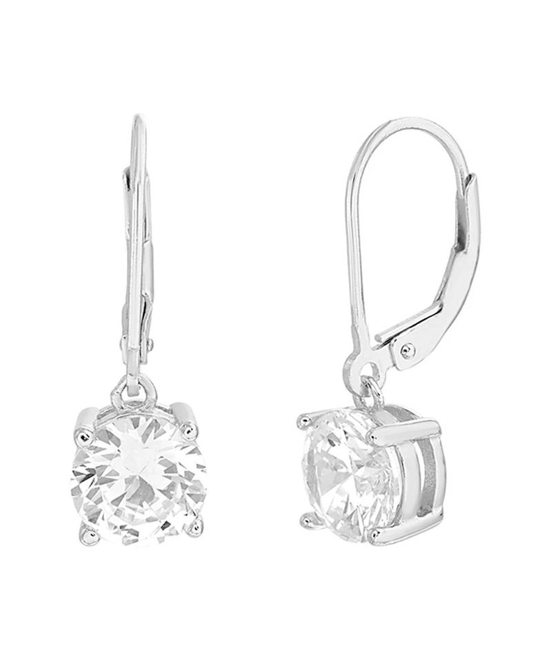 Aretes tipo argolla con palanca trasera de diamantes EF-VS cultivados en laboratorio de 2 quilates en oro blanco macizo de 14 k Foto 2 de 4