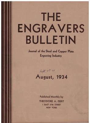 Aug 1934 The Engravers Bulletin Journal of Steel & Copperplate Engraving