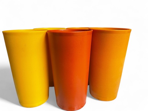 Vasos Tupperware vintage de 12 oz (lote de 5) - colores de otoño #873 5 3/8" - Imagen 2 de 4