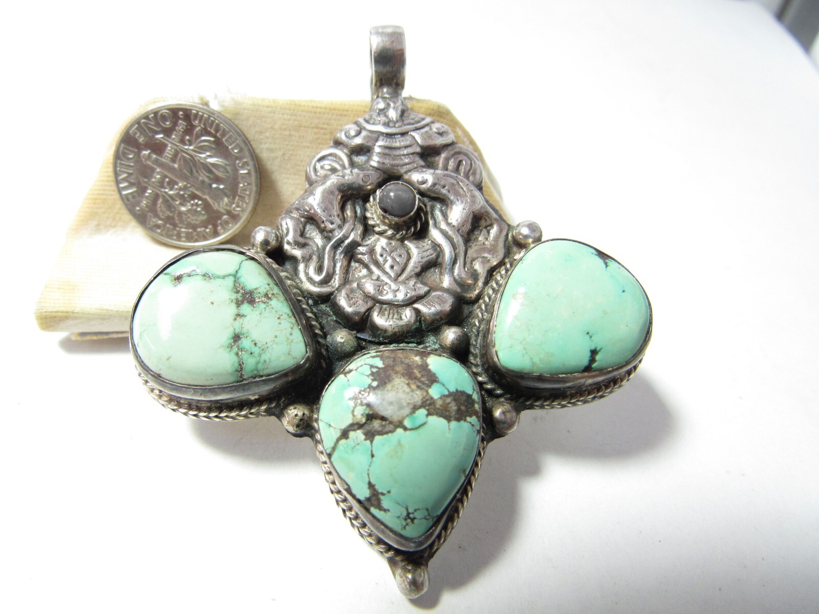 SOLID STERLING SILVER PENDANT W / SERPENT DESIGN … - image 2