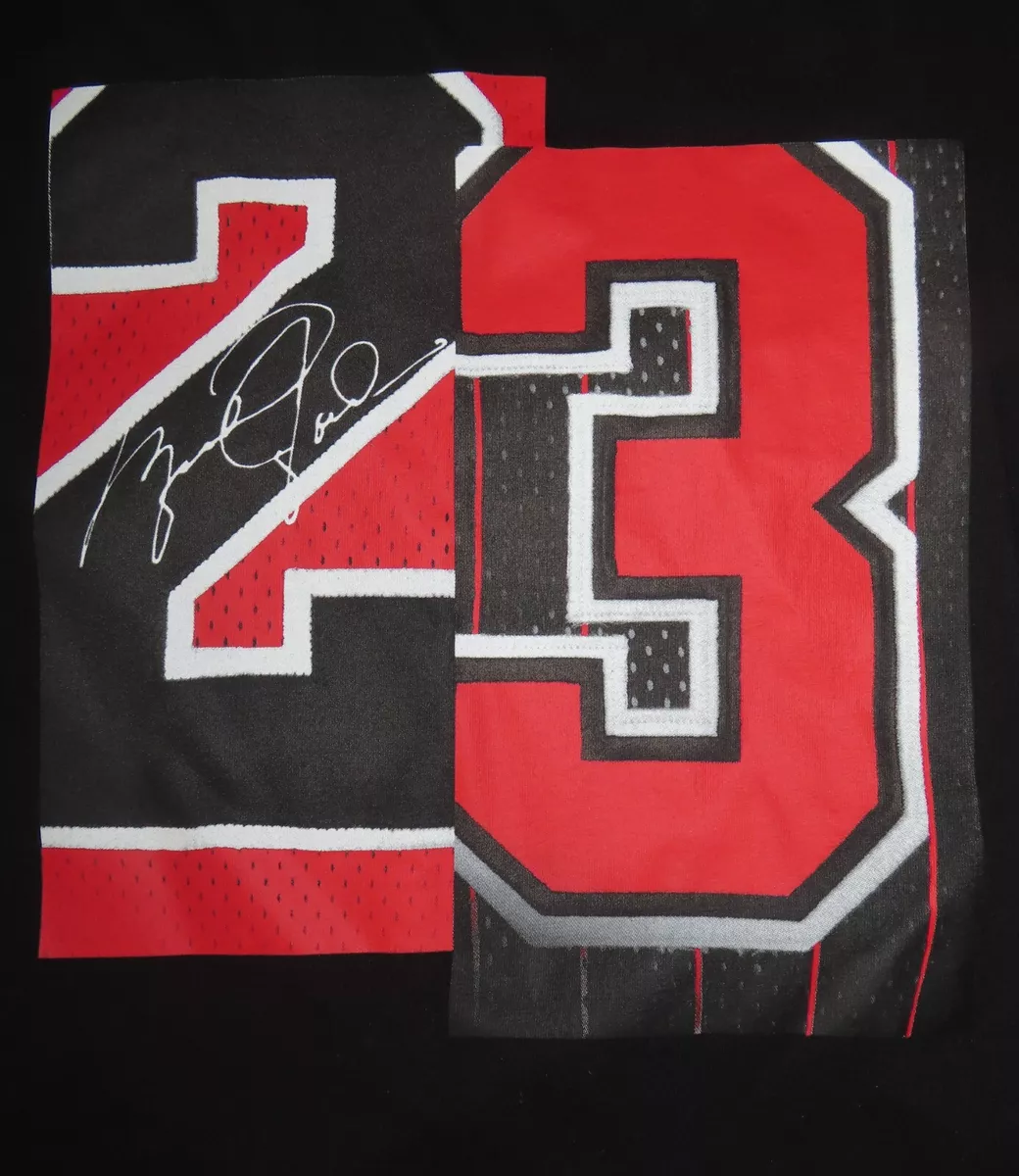 Nike MICHAEL JORDAN No 23 CHICAGO BULLS - Facsimile Autograph (2XL) T-Shirt BLK