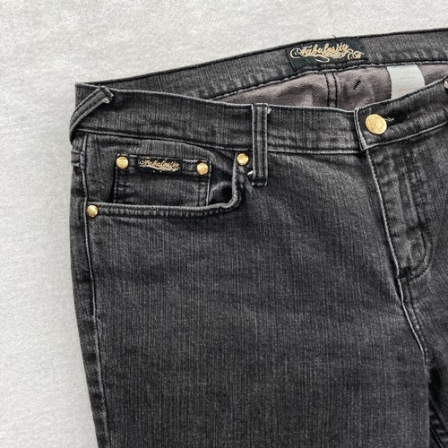 Fabulosity Jeans Women's 15 Black Stretch Denim Wide Leg Flared Leg Vintage Y2K - Picture 3 of 10