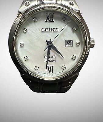 SEIKO V137-0AX0 White Solar Analog Stainless Steel Silver SEIKO V137-0AX0 White Solar Analog Stainless Steel Silver