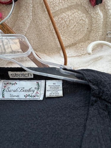 Sarah Bentley Women black 3/4 Sleeve Button Pullover Shirt Size 1X Plus Career - Picture 7 of 8