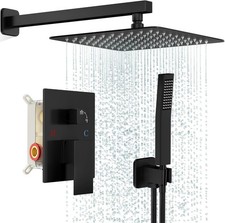 Shower Faucet Set Rainfall Shower System with Square Shower Head and Handle Set