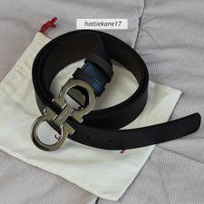 Ferragamo gunmetal Gancini buckle Reversible Black /Brown Belt length 120 cm