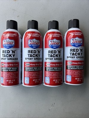 4x Lucas Oil 11025 Red ''N'' Tacky Spray Grease Aerosol 11 Ounce LUC11025