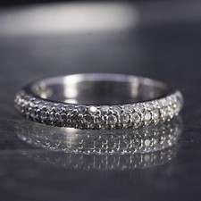 Size 7.25, vintage sterling silver 925 statement band ring with cluster cz