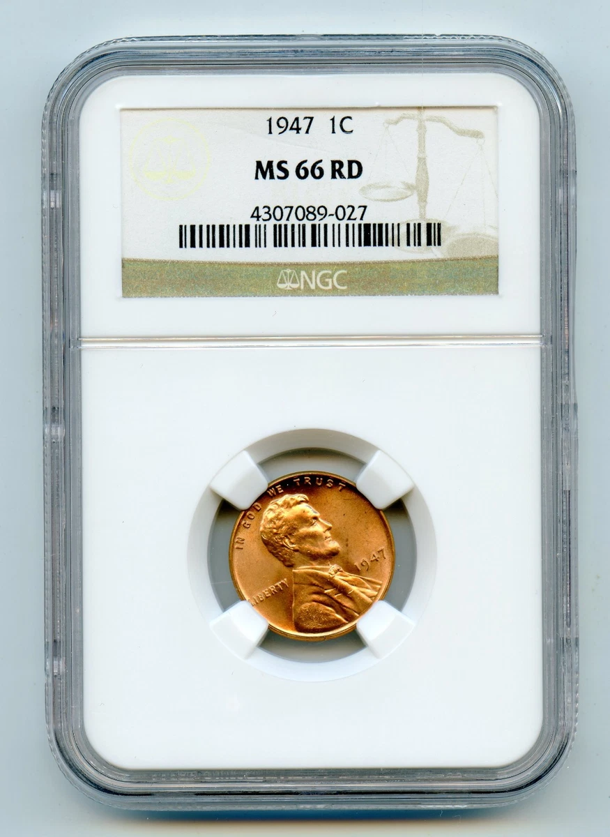 MS 66 Graded 1947 Year Lincoln Wheat US Small Cents (1909-1958