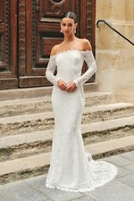 Lulus Beloved Promise Lace Off-The-Shoulder Mermaid Maxi Dress White L