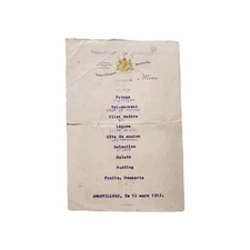 Antique French Menu Veuve Clicquot Ponsardin Amainvillers March 12, 1912