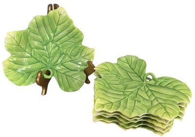Leaf Plates Fitz and Floyd Green Botanical Wall Decor Set Of 6