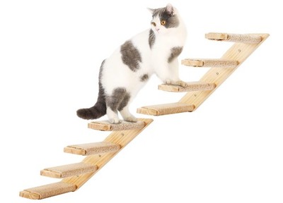 Cat Climbing Shelves Wall Mounted 2PCS Four Steps Reversible Left & Right Dir...