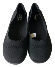 Dearfoams Original Comfort Misty Ballet Shoe Black Scalloped Womans Sz 39/U.S 8