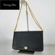 Christian Dior Vintage Chain Shoulder Bag 2way Clutch Black Adjustable Strap