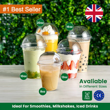 Reusable Clear Smoothie Cups 8/10/12/16oz With or Without Dome Lids