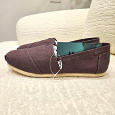TOMS Men's Brown Canvas Slip-On Casual Shoes Round Toe Rubber Sole US 8