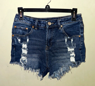 Almost Famous Denim Cut Off Shorts Size 5 Juniors Blue Medium Wash