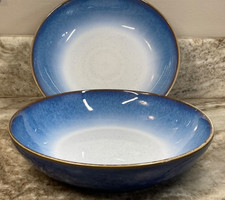 Large Denby Pasta Bowls Beautiful Blue Haze. 8.5 Inch. Set Of 2. New.