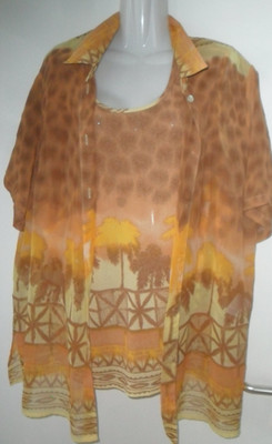 Damen Twinset ''Your 6th Sense'' gelb Top und Bluse Gr 48-50 leicht und luftig