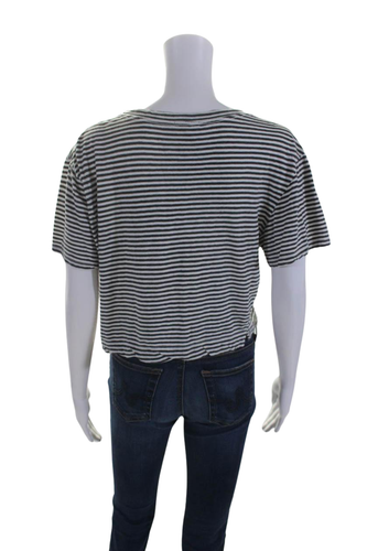 Splendid Women's Round Neck Short Sleeves Boxy Cropped T-Shirt Striped Size S - Picture 3 of 6