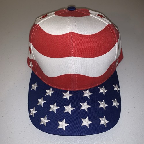 Vintage 90s American Flag Strapback Hat Nissin Cap USA Patriotic - Picture 1 of 5