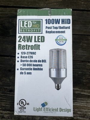 Light Efficient Design 24W LED HID Retrofit Lamp E26 Base 2650 Lumens UL Listed
