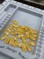 Barse Genuine Yellow Iceland Spar- Faceted Rectangle Beads-8mm-16”-NEW