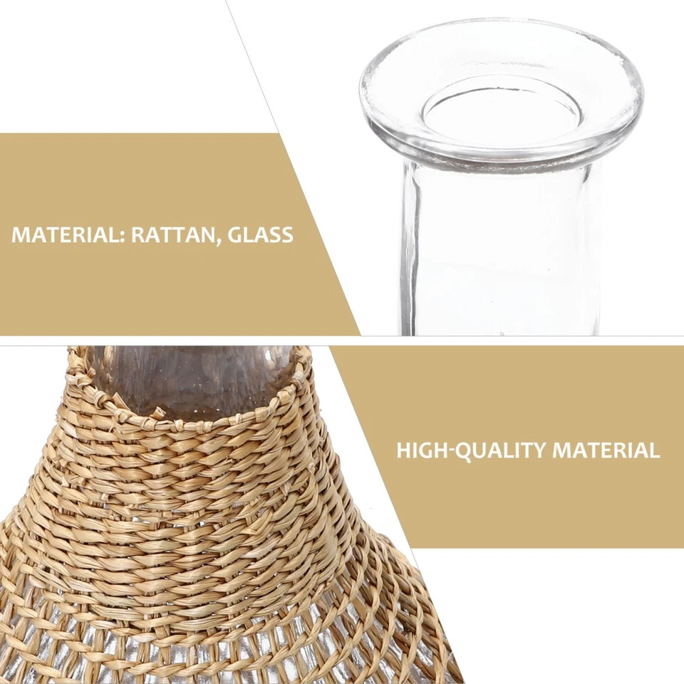  Glasflaschen Deko Ratanblumenkübel Blumenflasche Ästhetische Vase - Bild 2 von 4