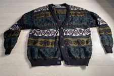 Vintage Strickjacke Engbers Grandpa 90s Herren Größe 56 grün / schwarz