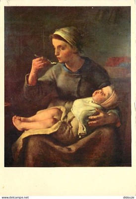 Postkarte - Kunst - Malerei - Jean-François Millet - La Bouillie - Karte von l