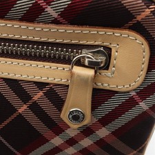 Borsa a tracolla BURBERRY BLUE LABEL a quadri bordeaux/beige tela pelle