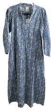 RAGA Tiya Midi Dress NWT S Blue White Block Print Cotton Pockets Anthropologie